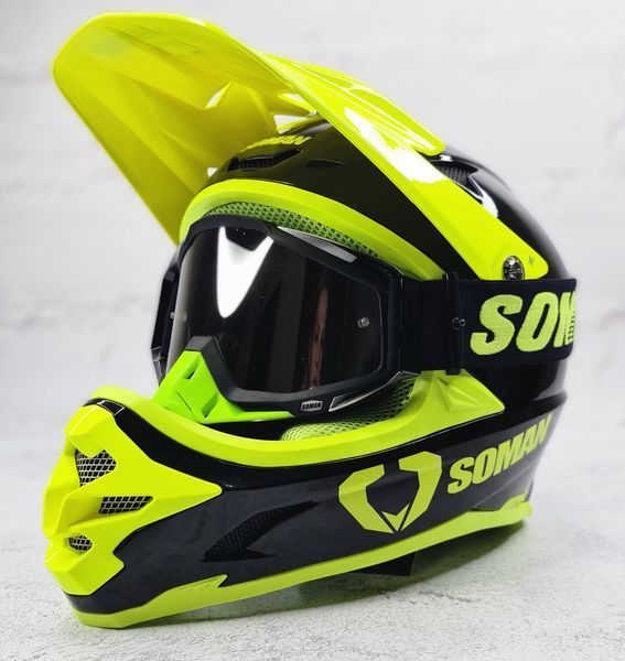 Мотошлем Эндуро SOMAN SM003XL для мотокросса или квадроцикла + КОМПЛЕКТ(Очки, Перчатки, Балаклава) SM003XL фото