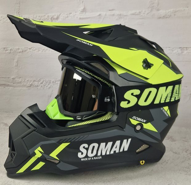 Мотошлем Эндуро SOMAN SM704S для мотокросса или квадроцикла + КОМПЛЕКТ(Очки, Перчатки, Балаклава) H704S фото
