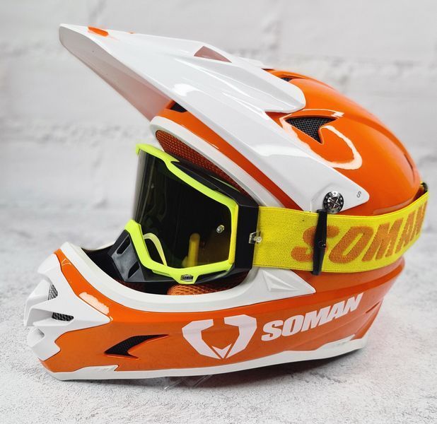 Мотошолом Ендуро SOMAN SM002S для мотокросу або квадроцикла + КОМПЛЕК (Окуляри, рукавиці, Балаклава) SM002S фото
